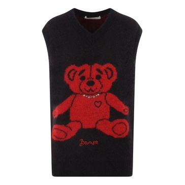 Black Mohair Bear Intarsia Sweater