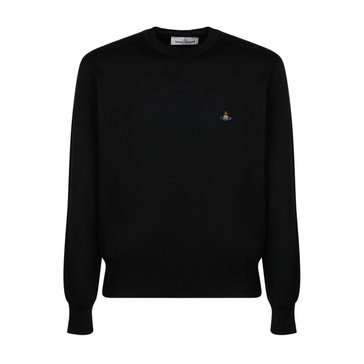 Black Knitwear with Multicoloured Orb Embroidery