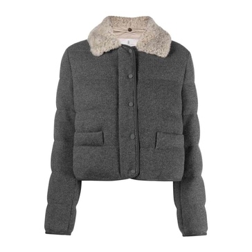 Shearling-trimmed cashmere jacket