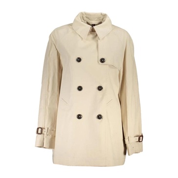 Beige Cotton Trench Coat with Pockets