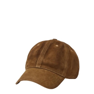 Brown Suede Cap with Embroidered Polo