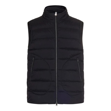 Black Nylon Gilet with Fine Down Padding