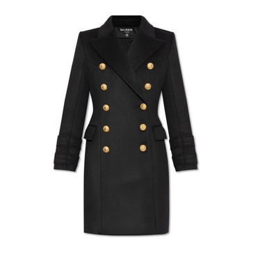 Logo button double-breasted coat