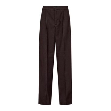 Pinstripe Straight Leg Tailor Trousers Coffee