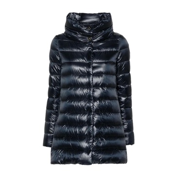 Navy Blue Padded Funnel Neck Coat