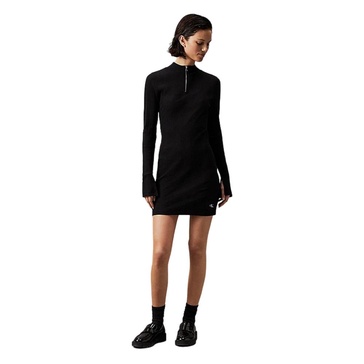 Black Ribbed Slim Fit Dress