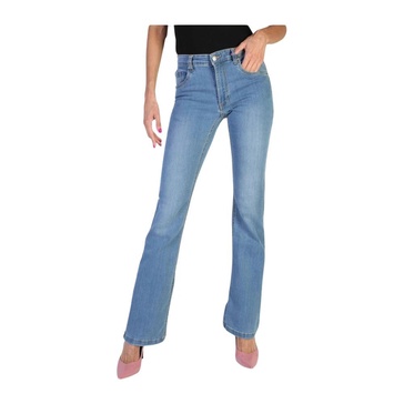 Solid Colour Jeans with Zip Fastening and Stud Details