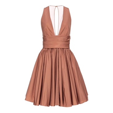 Sleeveless Taffeta Dress with V-Neck and Circle Skirt