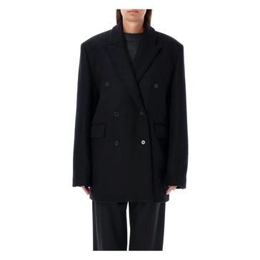 Black Wool Blend Blazer Peacoat