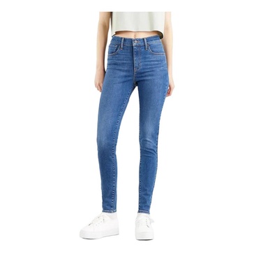 Blue Plain Zip Button Jeans Women