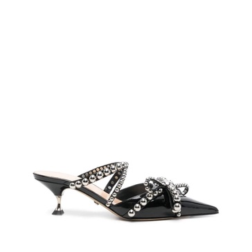 Black Heeled Mules with Stud Embellishment