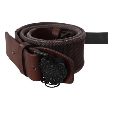 Classic Dark Brown Leather Belt with Logo Buckle