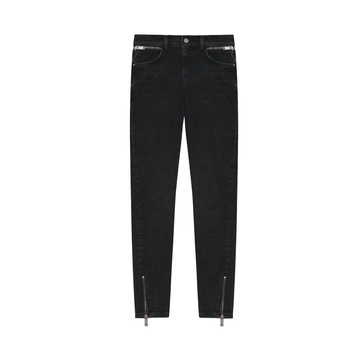 Charcoal Skinny Jeans with Zipper Details