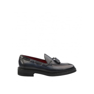 Leather Loafer with Tassels and Woven Detail