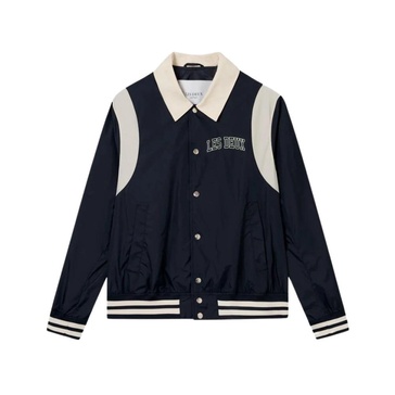 Dark Navy Ivory Varsity Jacket