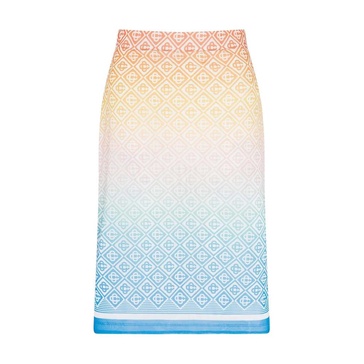 Gradient Monogram Silk Midi Skirt