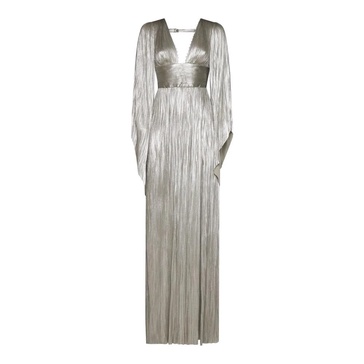 Elegant Grey Silk Evening Dress