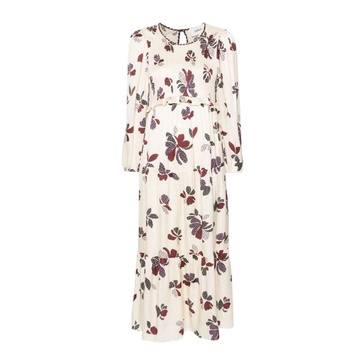 Butterfly Print Beige Day Dress