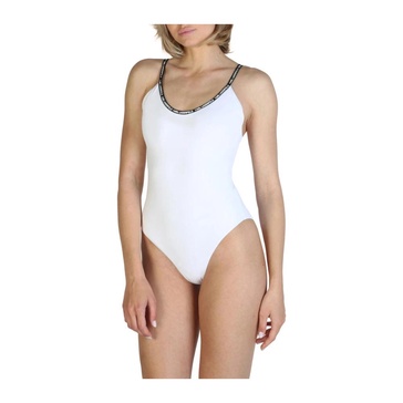 Solid Colour Swimsuit with Logo Embellishment