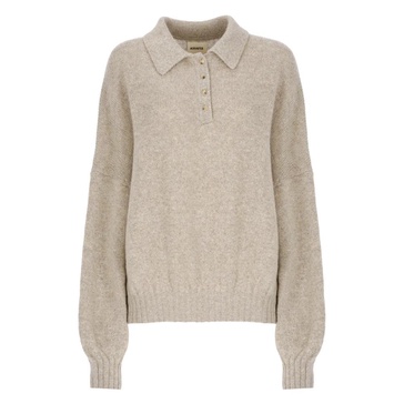 Beige Cashmere Sweater with Collar