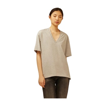 Cotton Knit T-Shirt with V-Neck