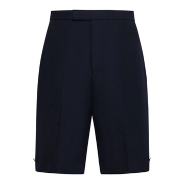 Navy Blue Tailored Wool Shorts