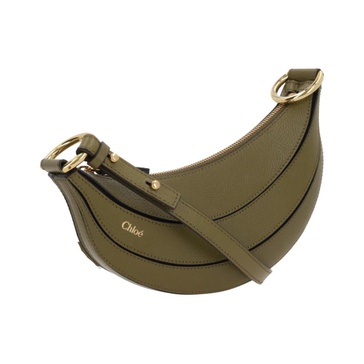 Green Leather Shoulder Bag with Gold Hardware