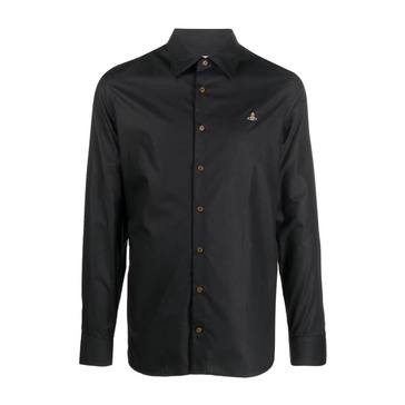 Black Orb-Embroidered Cotton Shirt