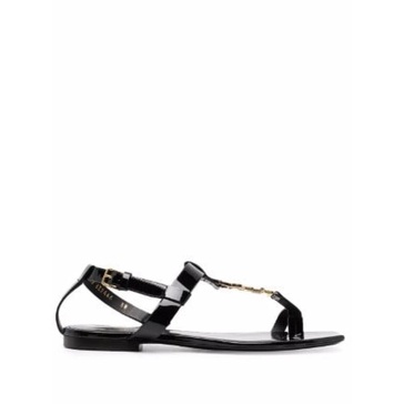 Saint Laurent Cassandra Logo Leather Sandals