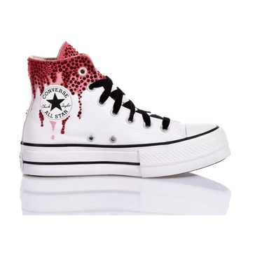 Handmade Womens Sneakers White Red