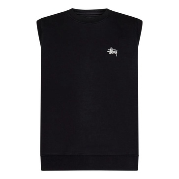 Black Sleeveless Cotton Jacket with Logo