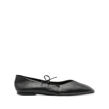 Black Leather Square Toe Slip-On Shoes