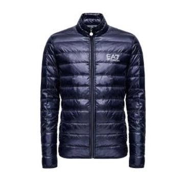 Men Blue Jacket with Contrast Logo