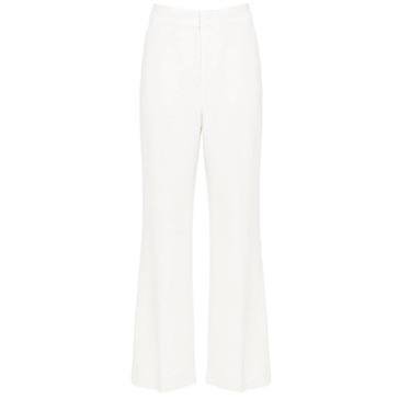 Chic Wide Trousers in White & Green