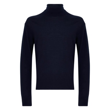 Blue Sweater High Neck Wool Cashmere