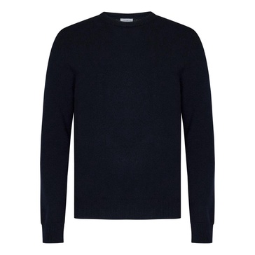 Blue Cashmere Sweater Ribbed Crewneck