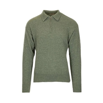 Brushed Solid Polo Zipper Sweater