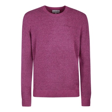 Purple Crew Neck Sweater with Embroidered Logo