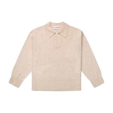 Elegant Knit Polo Sweater Ivory