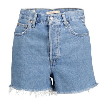 Cotton Denim Shorts with Fringed Hem