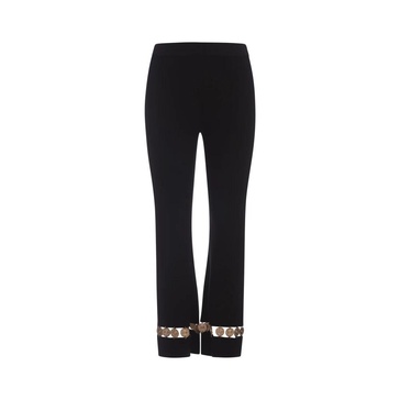 Embellished wool & silk flared pants