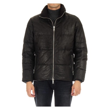 Padded Leather Jacket with Quilted Detail