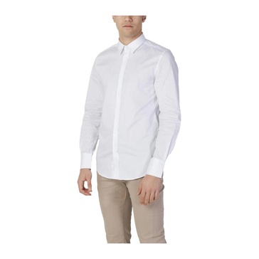 White Cotton Blend Long-Sleeved Shirt