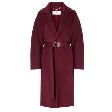 Bordeaux Wool Coat with Wide Lapels