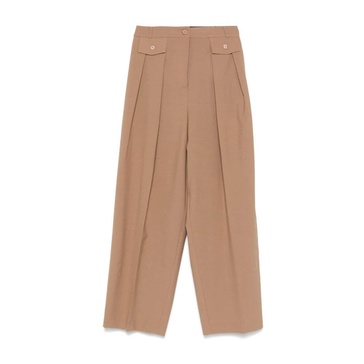 High-waisted wide leg trousers in beige