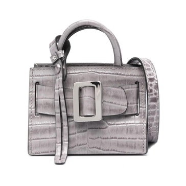 Grey Leather Mini Bag with Bobby Charm