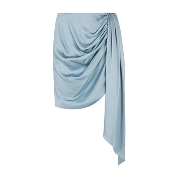 Clear Blue Mae Draped Satin Mini Skirt