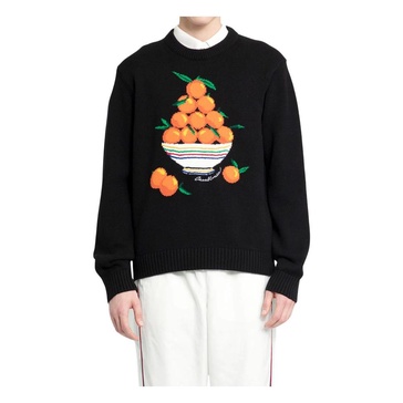 Black Orange Pyramid Intarsia Jumper