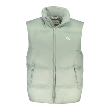 Green Sleeveless Jacket with Pockets and Zip