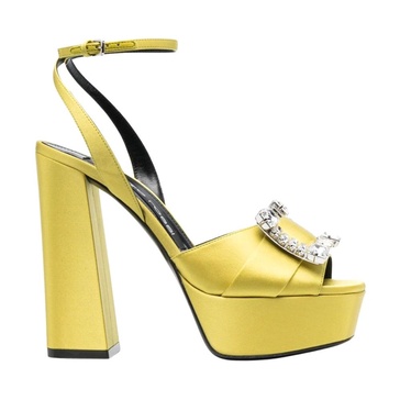 Crystal-Buckle Platform Sandals